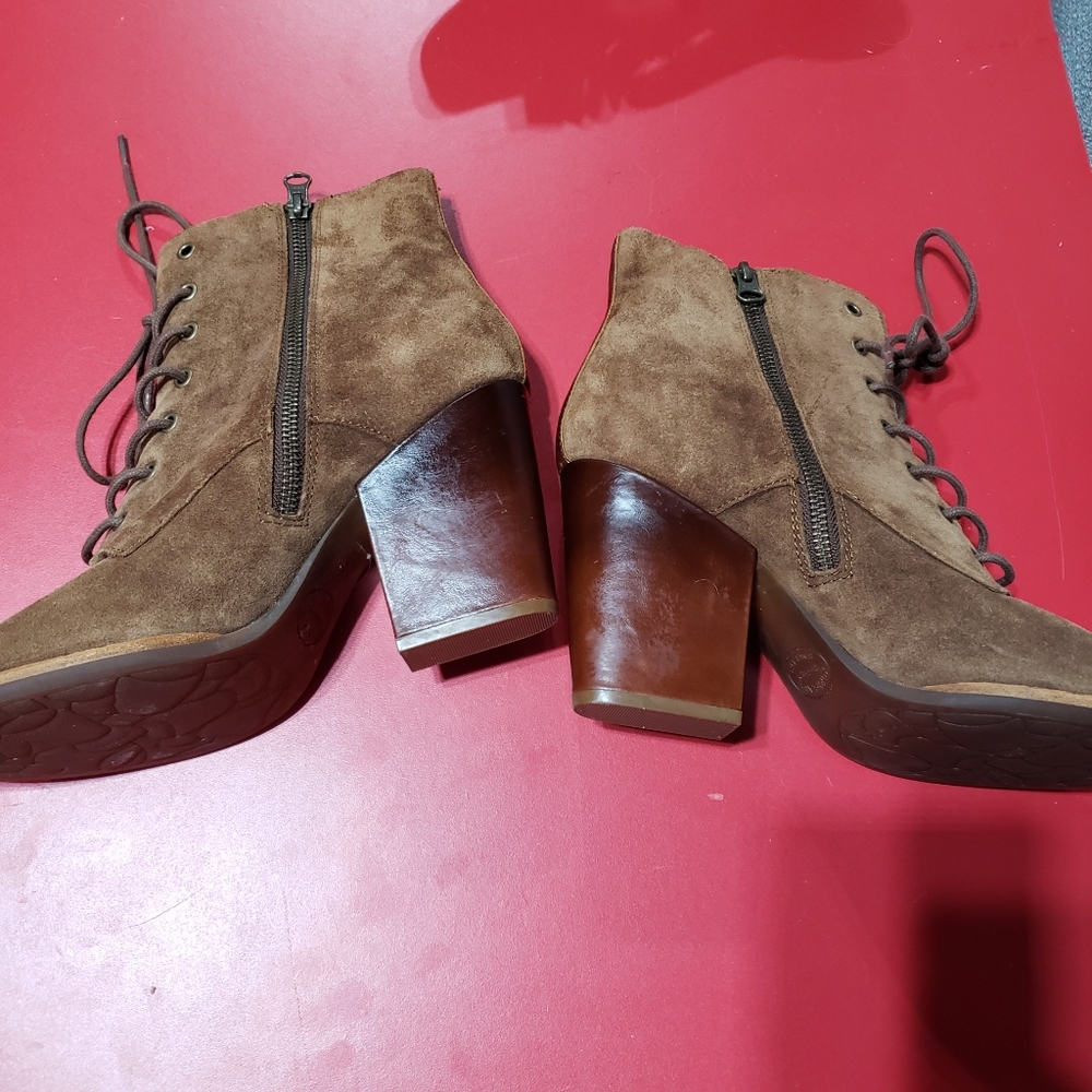 Kork Ease Women's Size 10 Brown Suede Heeled Laced Booties - Picture 7 of 11